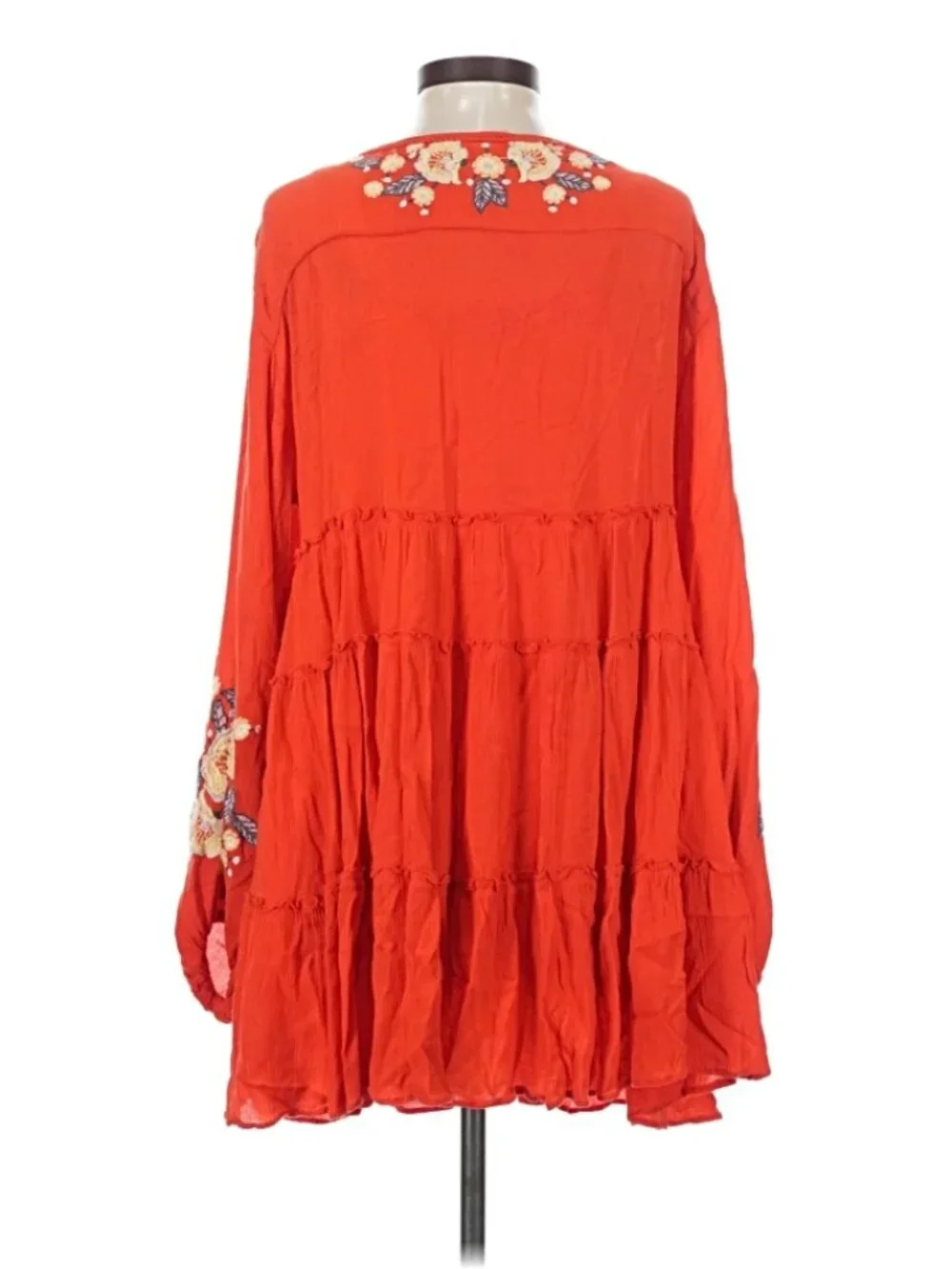 Free People Spell On You Embroidered Babydoll Dress Medium Orange Red Boho